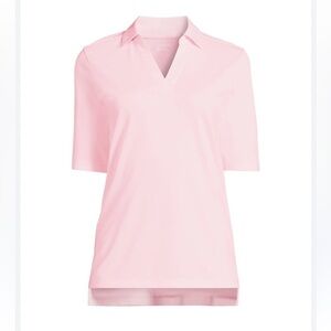NWT Lands’ End Women’s Performance Pique Polo Shirt in Simply Pink Size X-Small